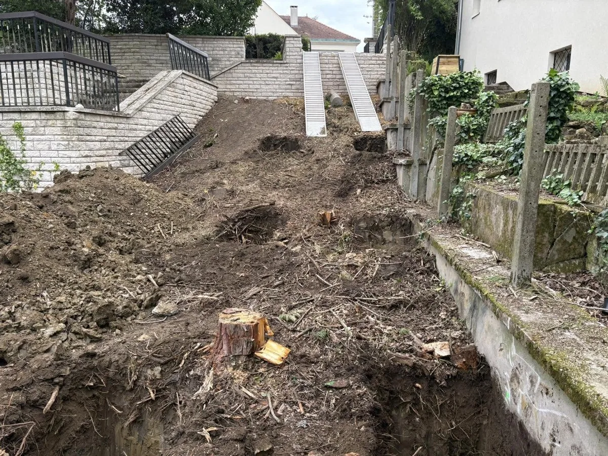 Terrassement jardin Moselle — vue depuis le bas